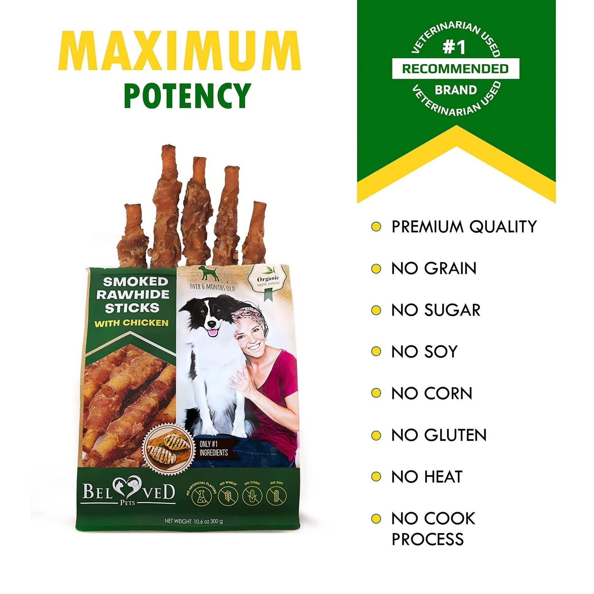 Dog Smoked Rawhide Sticks Wrapped Chicken Pet Natural Chew Treats Grain Free Organic Meat Healthy Human Grade Dried Snacks In Bulk - Flufer Store