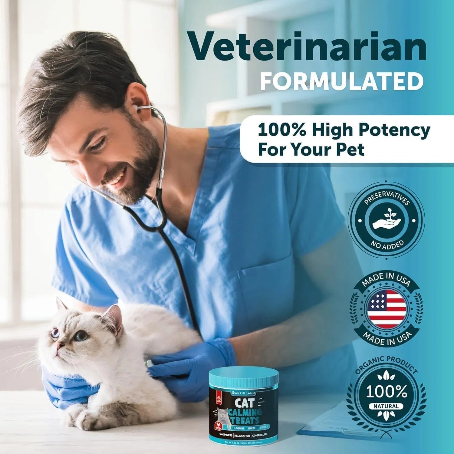 Hemp Calming Treats for Cats & Kittens – Stress & Anxiety Relief with Melatonin - Flufer Store