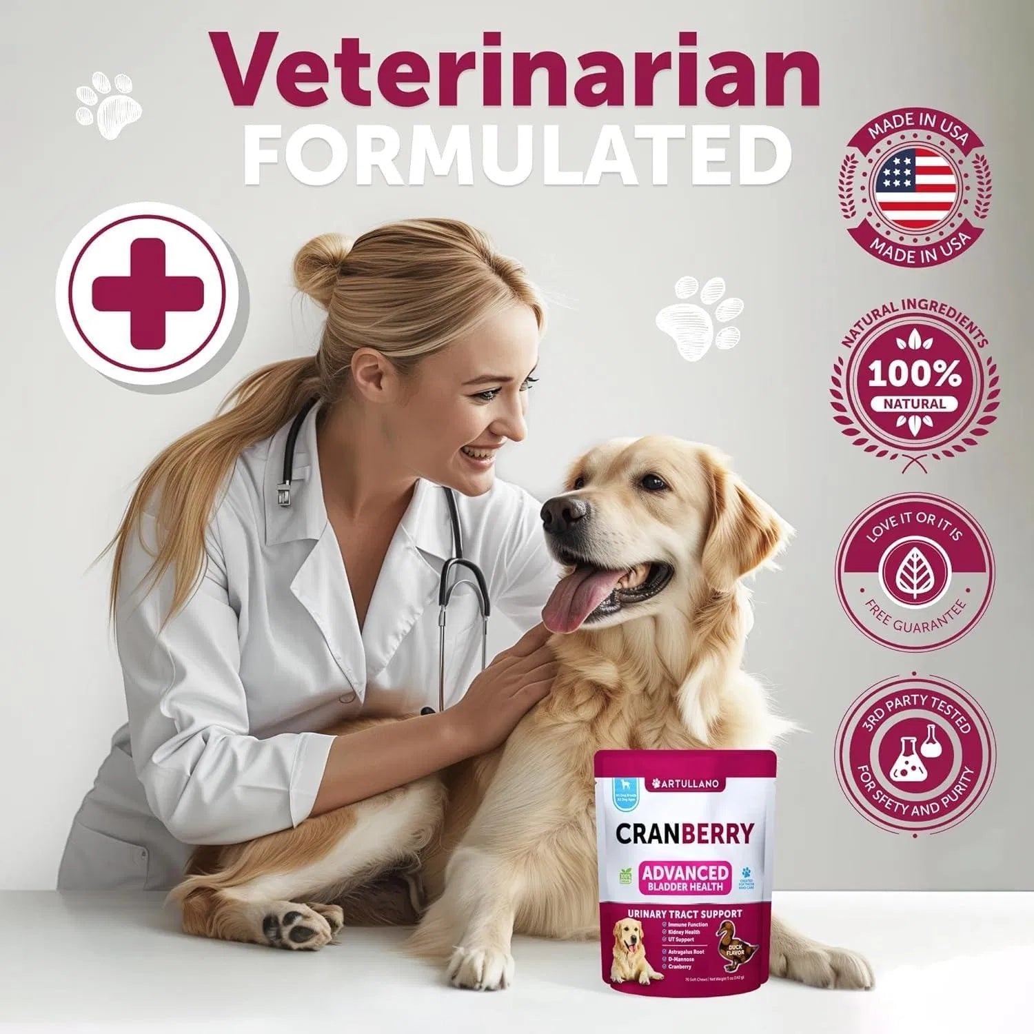 Do Not Sell On Amazon Dog UTI Treatment Cranberry Supplement Bladder Control Urinary Tract Infection Incontinence Pill Bladder Stones UTI Medicine Treats 70 Soft Chews For Kidney Support With Fish Oil - Flufer Store