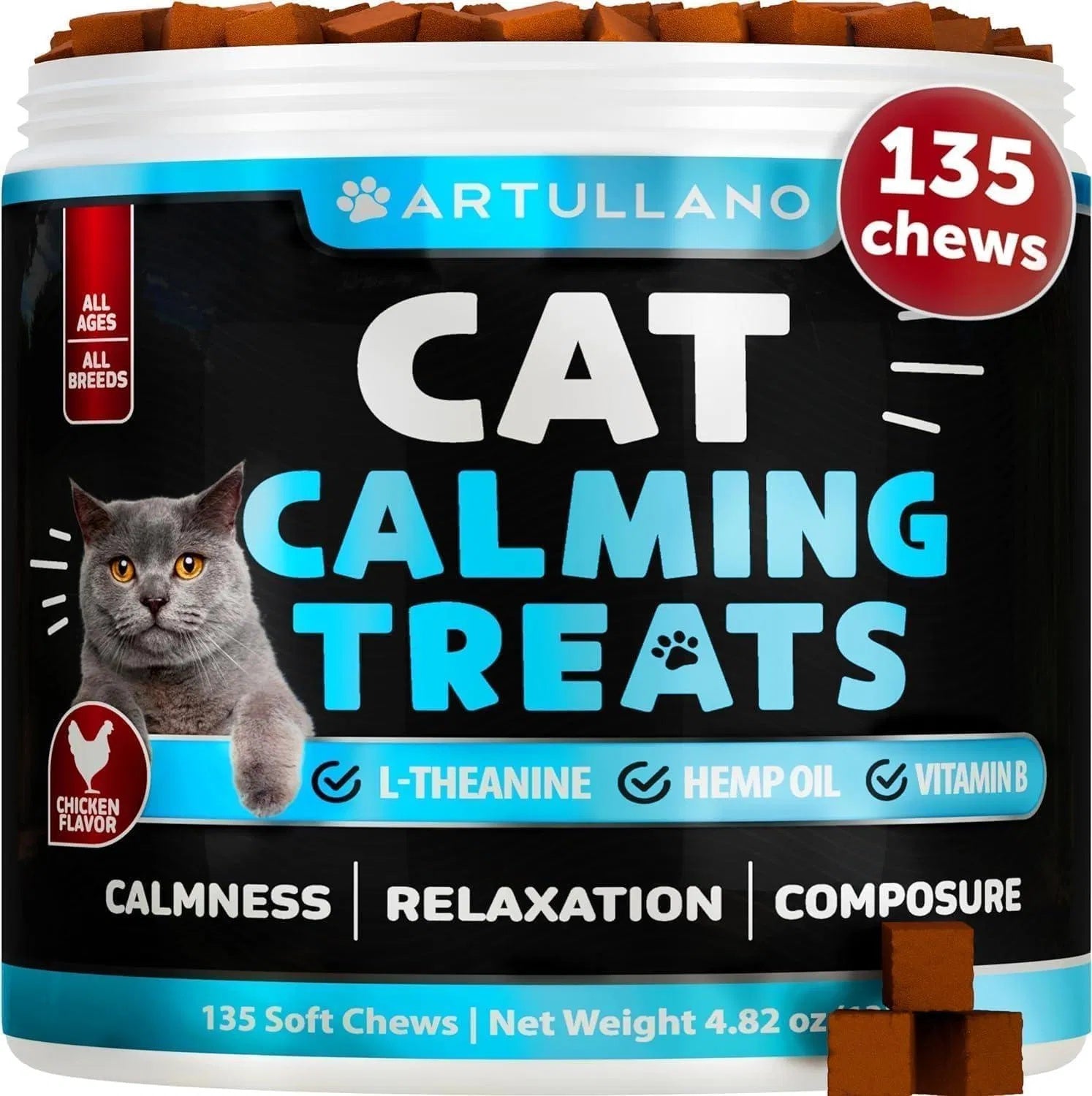 Hemp Calming Treats for Cats & Kittens – Stress & Anxiety Relief with Melatonin - Flufer Store