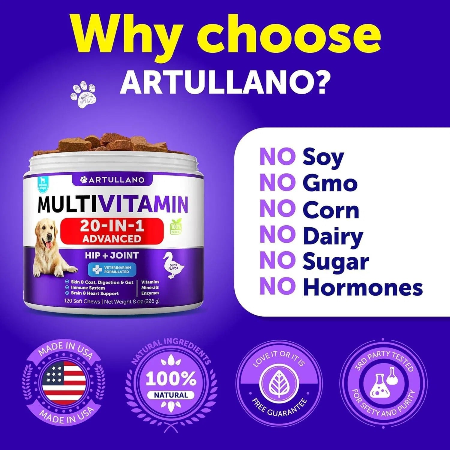 Do Not Sell On Amazon Dog Multivitamin Chewable With Glucosamine 20 In 1 Dog Vitamins And Supplements Senior & Puppy Multivitamin For Dogs Pet Joint Support Health Immunity Mobility Gut Skin 120 Chews - Flufer Store