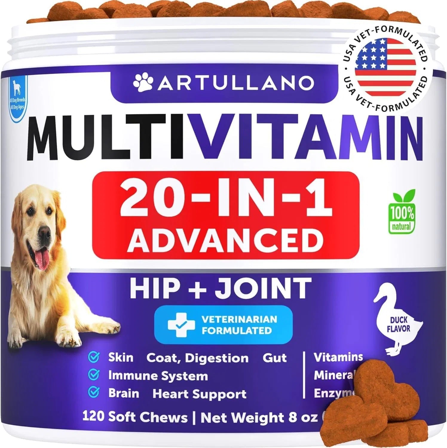 Do Not Sell On Amazon Dog Multivitamin Chewable With Glucosamine 20 In 1 Dog Vitamins And Supplements Senior & Puppy Multivitamin For Dogs Pet Joint Support Health Immunity Mobility Gut Skin 120 Chews - Flufer Store
