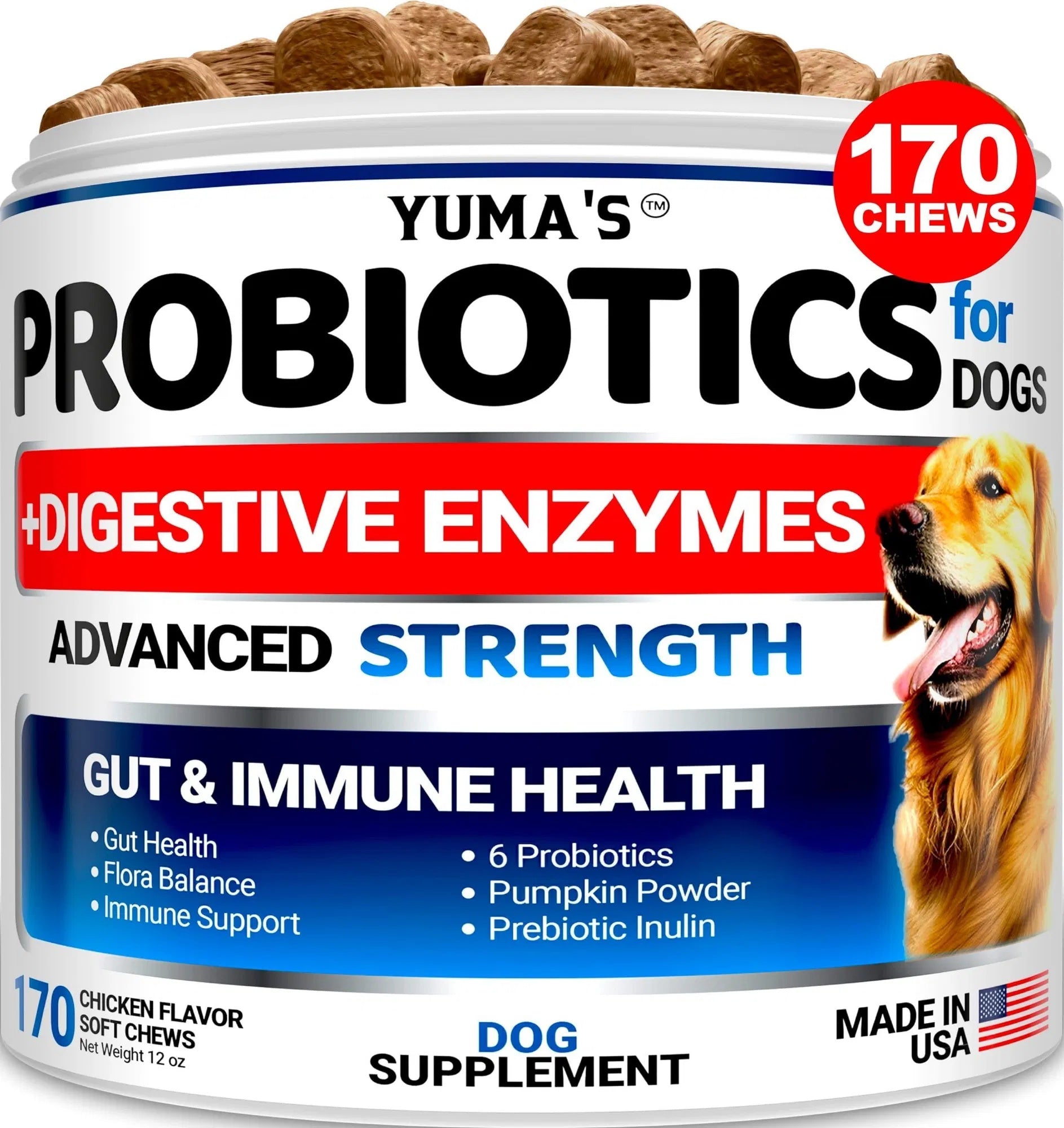 Do Not Sell On Amazon Probiotics For Dogs And Digestive Enzymes 170 Dog Probiotics Chews Pet Fiber Supplement Anti Diarrhea Upset Stomach & Gas Relief Constipation Canine Prebiotic - Flufer Store