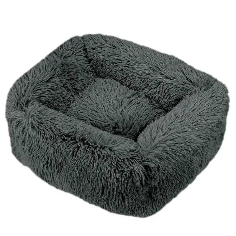 Plush Square Calming Dog Bed – Washable & Cozy - Flufer Store