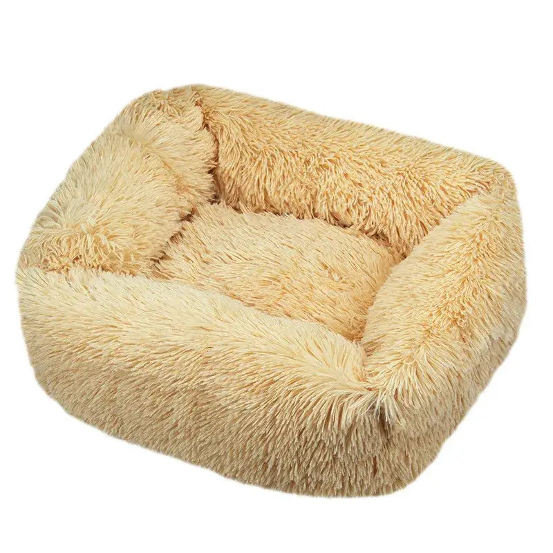 Plush Square Calming Dog Bed – Washable & Cozy - Flufer Store