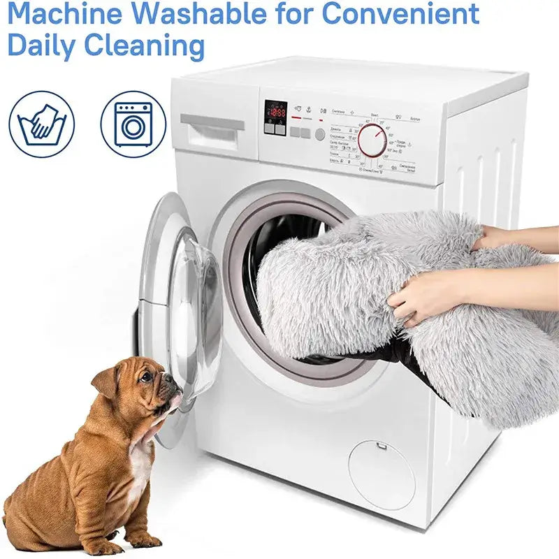 Plush Square Calming Dog Bed – Washable & Cozy - Flufer Store