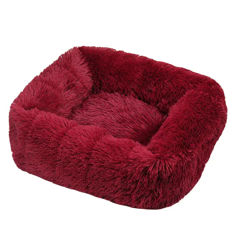 Plush Square Calming Dog Bed – Washable & Cozy - Flufer Store