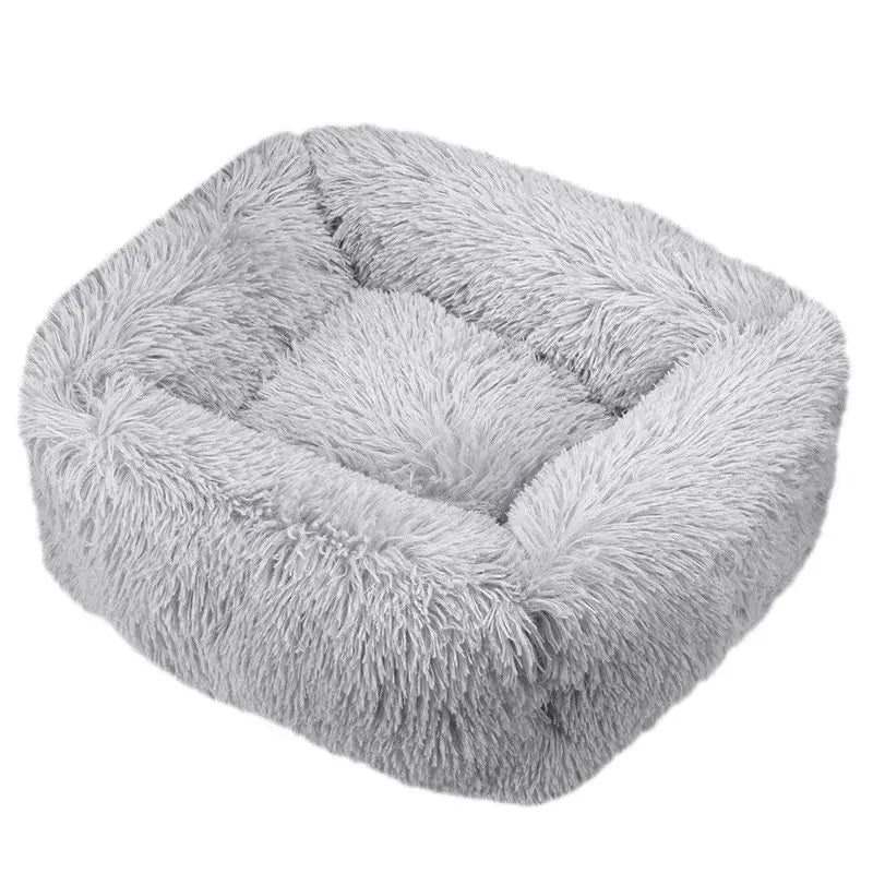 Plush Square Calming Dog Bed – Washable & Cozy - Flufer Store